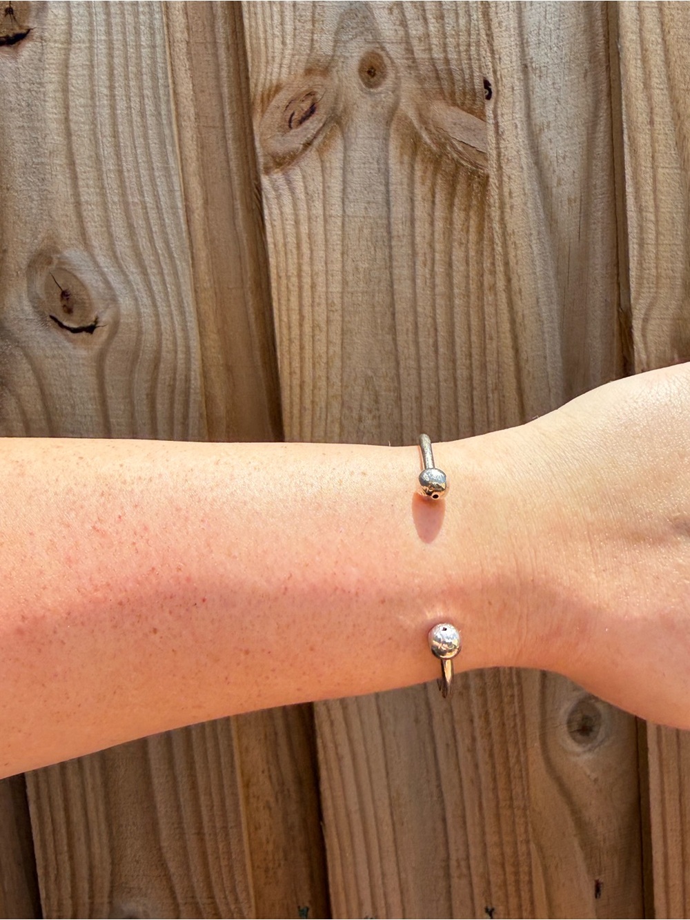 Silver Open Cuff Bracelet with Ball Ends - Women Jewelry